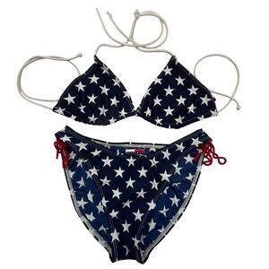 Tommy Hilfiger Junior Swim American Flag Stars Triangle Bikini Set Women M
